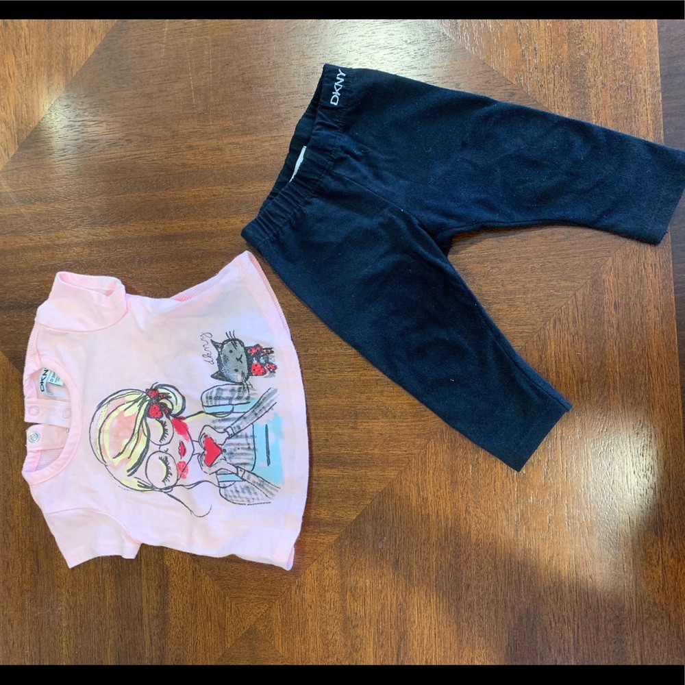 0-3 month DKNY shirt and leggings